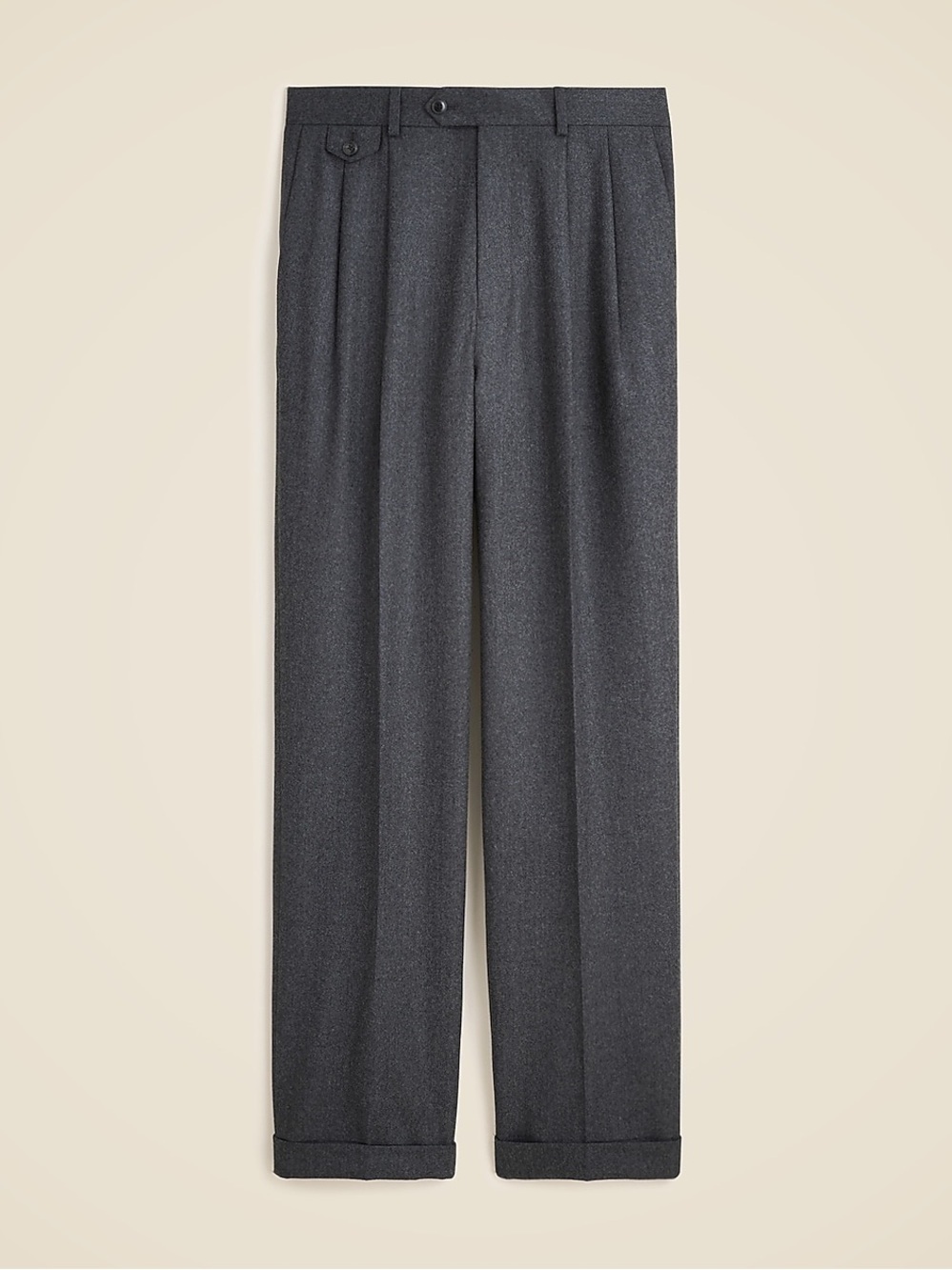 J crew charcoal Relaxed-fit single-pleat trouser in Italian wool flannel - Picture 2 of 4